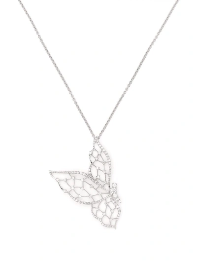 Leo Pizzo 18kt White Gold Diamond Light Wings Necklace In Silver