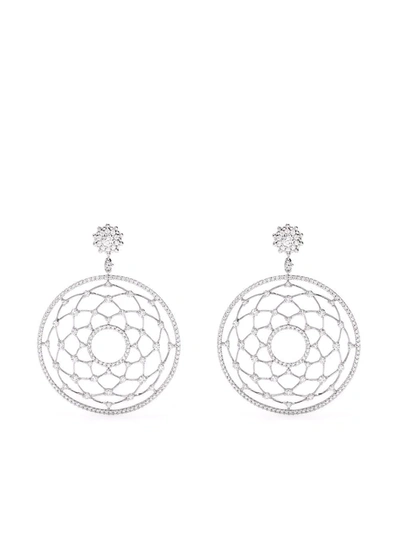 Leo Pizzo 18kt White Gold Diamond Merletti Earrings In Silver