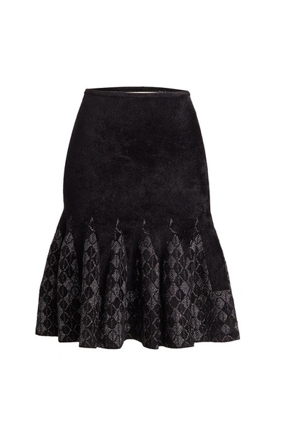 Roland Mouret Midi Skirt With Metallic Thread In Black-grey