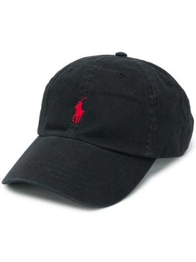 Ralph Lauren Embroidered Logo Cotton Cap In Black