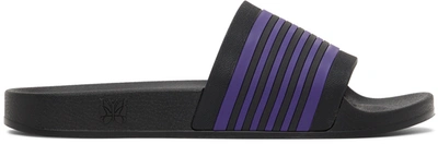 Needles Black & Purple Track Line Shower Sandals In Multicolor