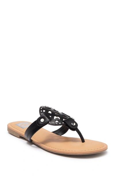 Dolce Vita Gotie Laser Cut Studded Thong Sandal In Black