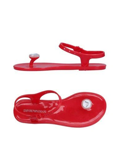 Emporio Armani Flip Flops In Red