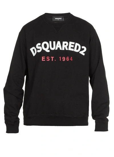Dsquared2 Black Crewneck Sweatshirt With Logo Print