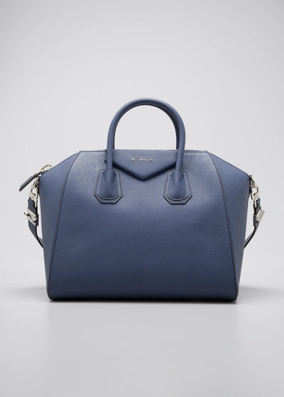 Givenchy Antigona Medium Leather Satchel Bag In Blue