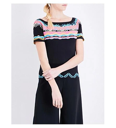 Peter Pilotto Aztec-embroidered Cady Top In Multi