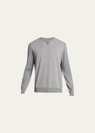 Corneliani Men's Solid Pique Crewneck Sweatshirt In Charcoal