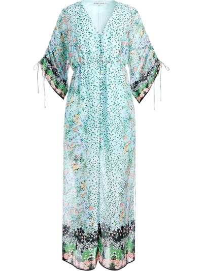 Alice And Olivia Arlinda Floral-print Cotton And Silk-blend Maxi Dress In Mint