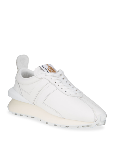 Lanvin Men's Jl Leather Low-top Sneakers In 01 Optic White