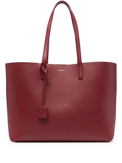 Saint Laurent Large Leather Shopper In Red