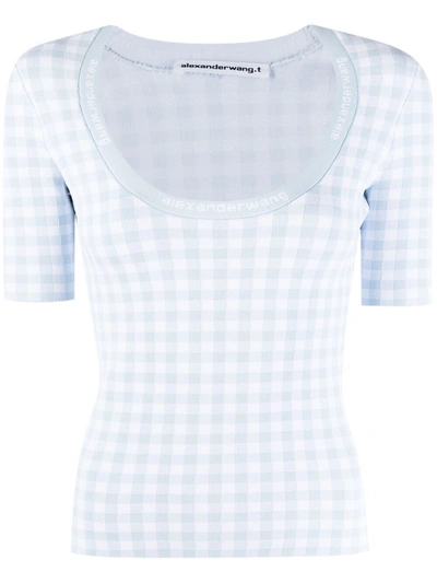 Alexander Wang T Alexanderwang.t Gingham Jacquard Fitted Tee In Oxford Blue