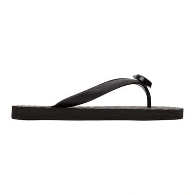 Gucci Black Chevron Gg Thong Sandals