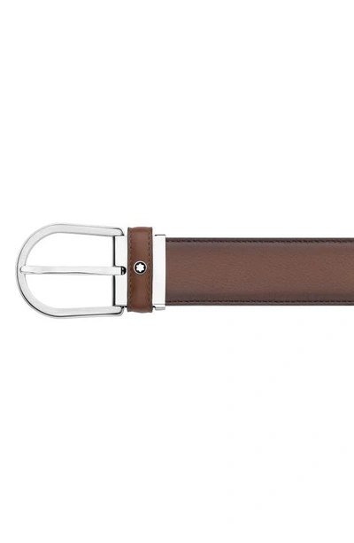 Montblanc Horseshoe Leather Buckle Belt In Brown