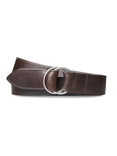 Shinola Double Ring Leather Belt In Dark Brown