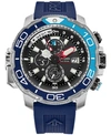 Citizen Eco-drive Men's Chronograph Promaster Aqualand Blue Polyurethane Strap Watch 46mm In Red   / Aqua / Blue / Navy / Silver