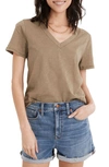 Madewell Whisper Cotton V-neck T-shirt In Distant Surplus