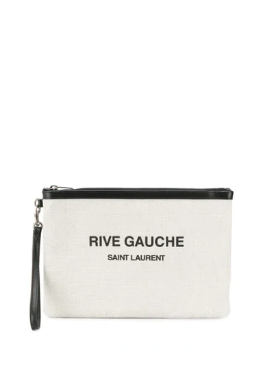 Saint Laurent Rive Gauche Zippered Pouch In White