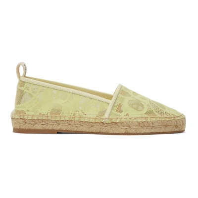 Chloé Leather-trimmed Lace Espadrilles In 70v Iris Yellow