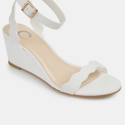 Journee Collection Women's Loucia Wedge Sandals Women's Shoes In White