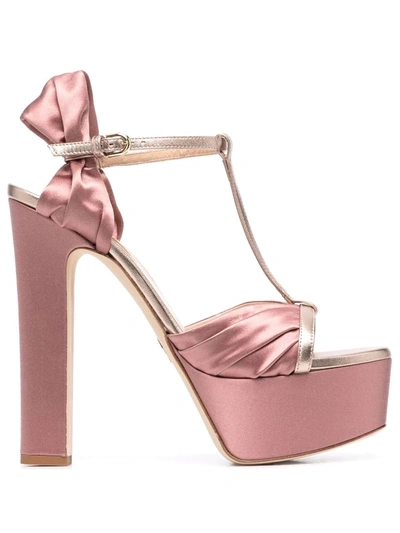 Elie Saab Sandals In Rose-pink Satin In Rosa