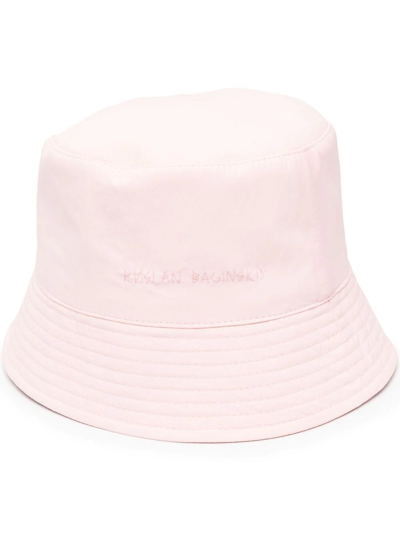 Ruslan Baginskiy Lampshade Bucket Hat With Embroidered Logo In Light Pink