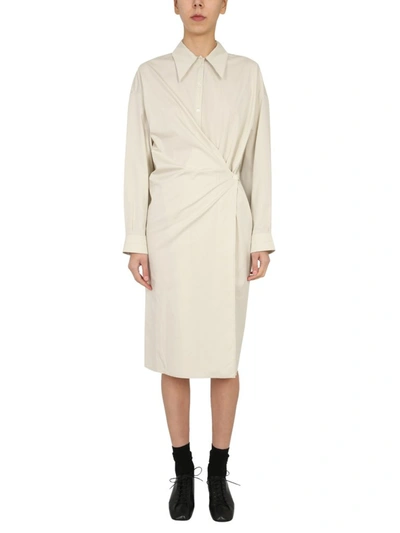 Lemaire Twisted Shirt Dress In Beige