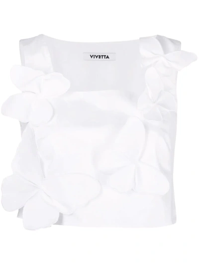 Vivetta Sleeveless Butterfly Applique Top In White
