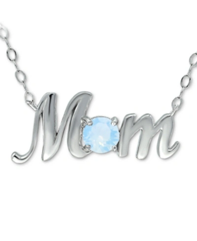 Giani Bernini Crystal Birth Month "mom" Pendant Necklace In Sterling Silver, 16" + 2" Extender, Created For Macy's In October
