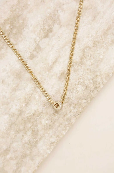 Ettika Simple Flat Chain And Crystal Bead Necklace In Gold Plated