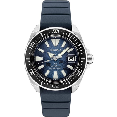 Seiko Men's Automatic Prospex Diver Dark Blue Silicone Strap Watch 45mm In Black / Blue