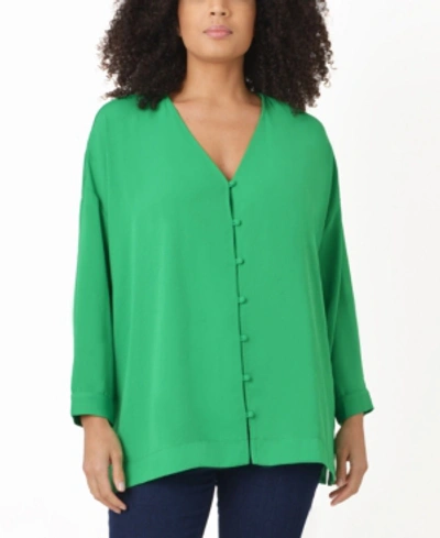Live Unlimited Women's Button Through Blouse Top In Green