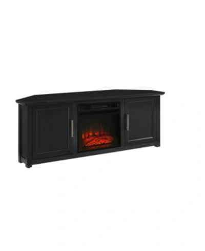 Crosley Camden 58" Corner Tv Stand With Fireplace In Black