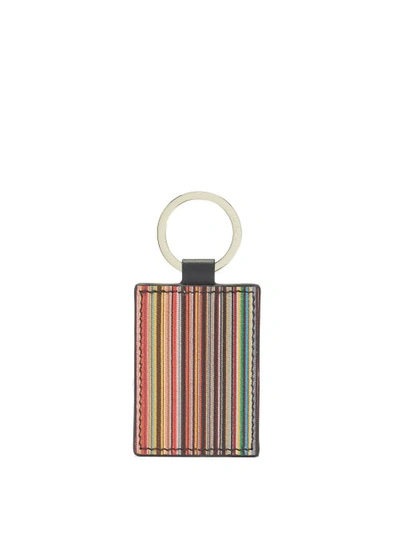 Paul Smith Signature Stripe Keychain In Black,red,yellow