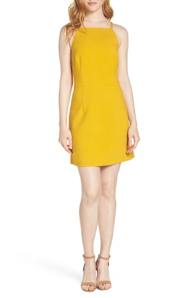 French Connection Whisper Light Sheath Minidress In Mustard Seed