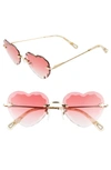 Chloé Rosie 55mm Scalloped Heart Sunglasses In Gradient Coral/ Gold