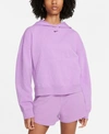 Nike Women's  Sportswear Washed Hoodie In Fuchsia Glow/black