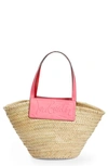 Christian Louboutin Loubishore Logo Straw Tote In Naturel/ Magnifique