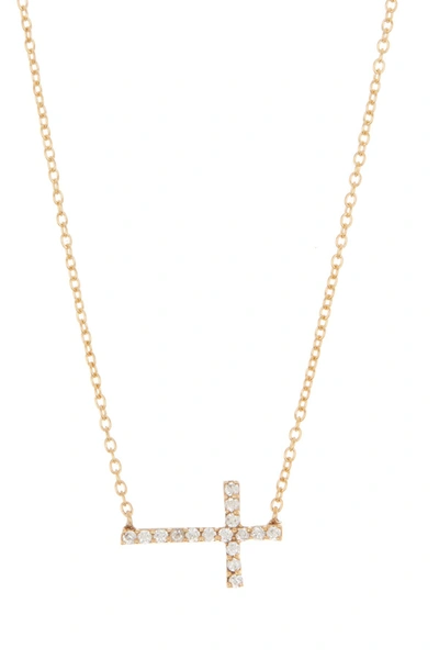 Argento Vivo Gold Plated Sterling Silver Cz Pave Cross Pendant Necklace