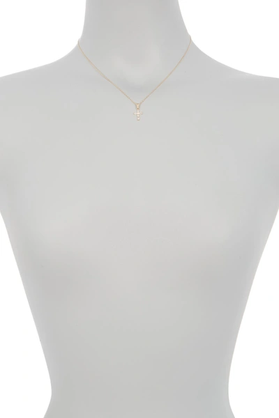 Argento Vivo Crystal Baguette Cross Pendant Necklace In Gold