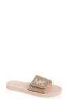 Michael Michael Kors Mk Logo Slide Sandal In Silver