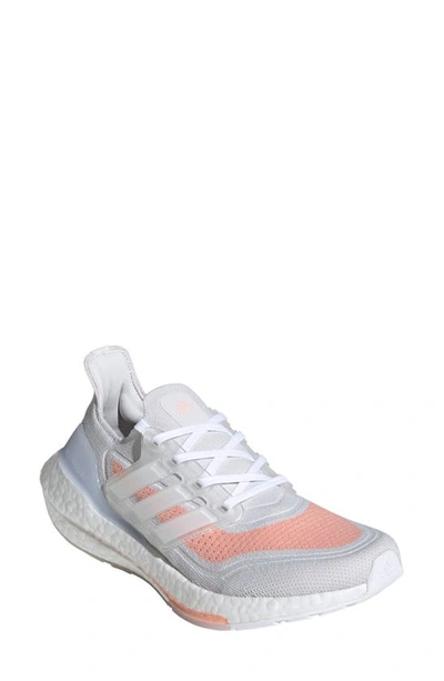 Adidas Originals Ultraboost 21 Running Shoe In Crystal White/ White/ Pink