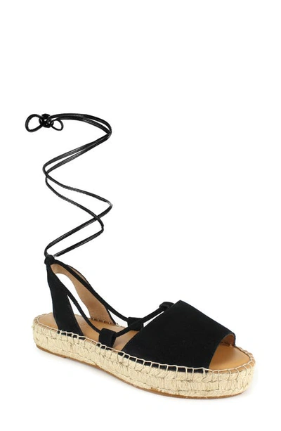 Splendid Women's Meredith Almond Toe Strappy Espadrille Platform Sandals In Black Suede