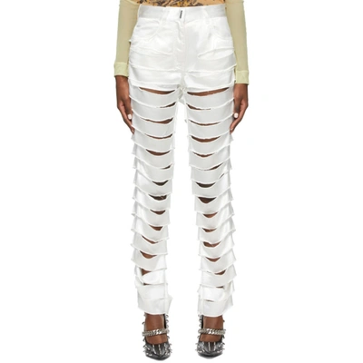 Givenchy Womens Off White Laser-cut Straight-leg High-rise Satin Trousers 27