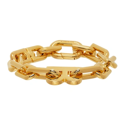 Balenciaga Gold Thin B Chain Bracelet In Shiny Gold