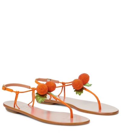 Aquazzura Arancina Embellished Suede Sandals In Orange