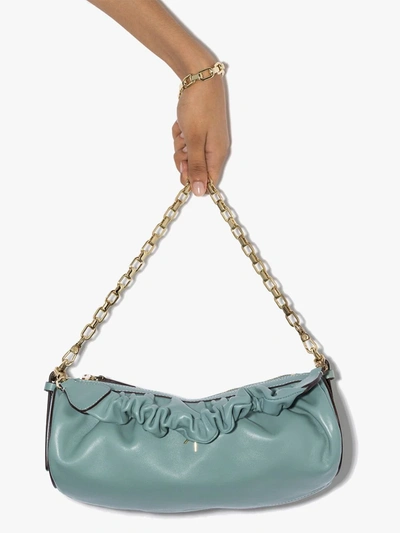 Manu Atelier Cylinder Ruched Shoulder Bag In Blue