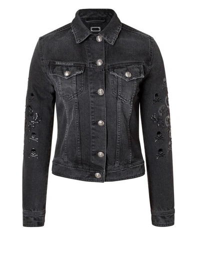 Philipp Plein Denim Jacket "dayoff" In Graphit