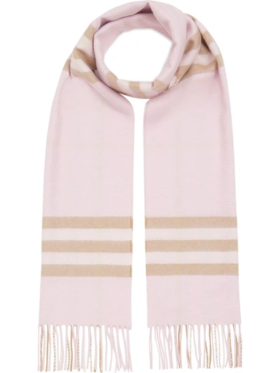 Burberry Check Motif Cashmere Scarf In Pink