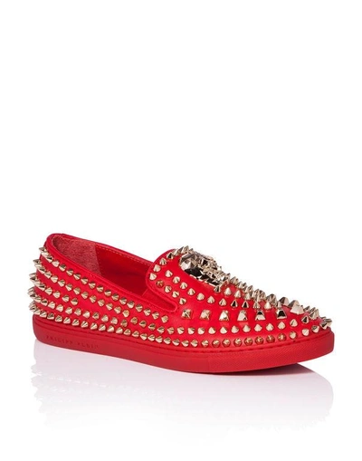 Philipp Plein Slip On "your Arms" In Red/nickel