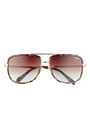 Quay All In 58mm Aviator Sunglasses In Tort / Brown Fade Lens